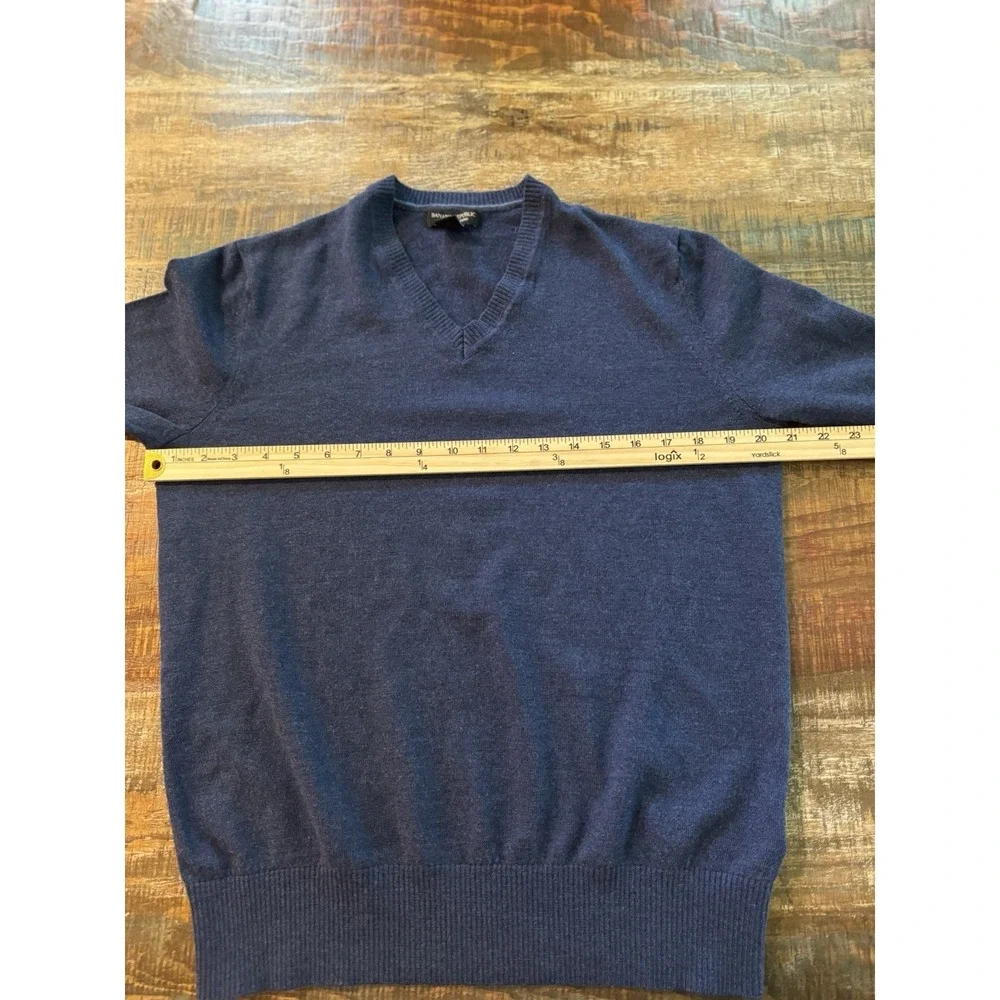 Banana Republic Extra Fine Merino Wool V Neck Sweater Mens Large Blue